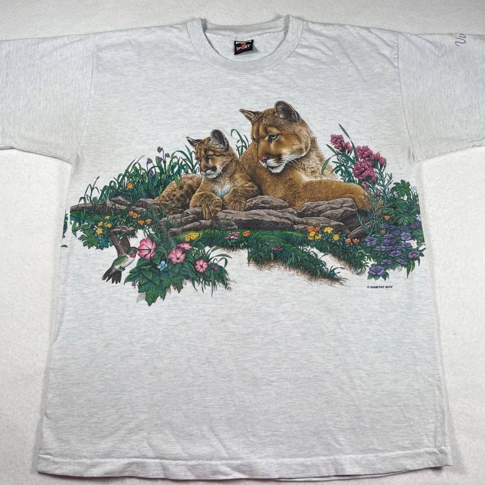 Vintage Signal Sport Cougar Nature T Shirt Gray Habitat XCIV Virginia City L